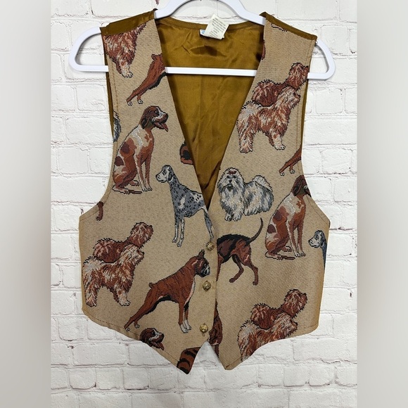 Vintage Backroad Blues dogs animals Vest sz L, GUC MAde in USA‎ - Picture 1 of 6